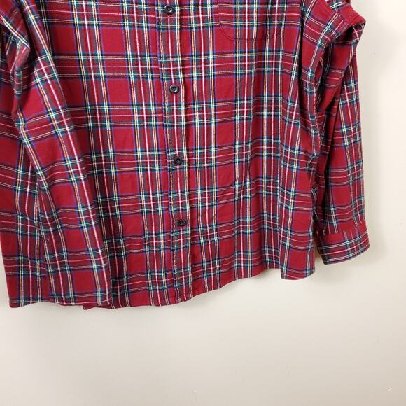 L.L. Bean Red Plaid Long Sleeve Button Down Flannel Shirt Size XL - Picture 4 of 10